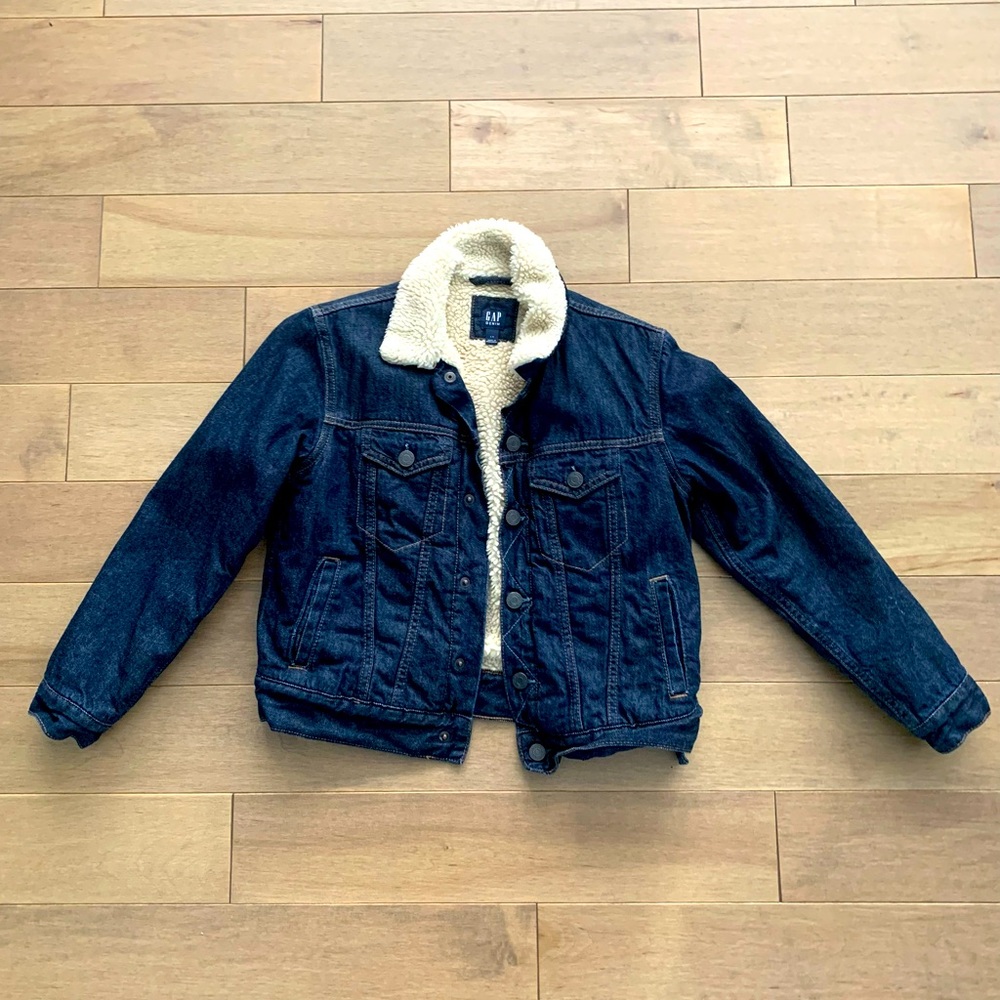 COPY - Boys Denim Jacket Fleece Lined Cute Sherpa Collar Snap Button from GAP